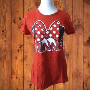 DISNEY JUNIORS LARGE 11/13 RED MINNIE MOUSE SHORT SLEEVE T-SHIRT PULLOVER CASUAL
